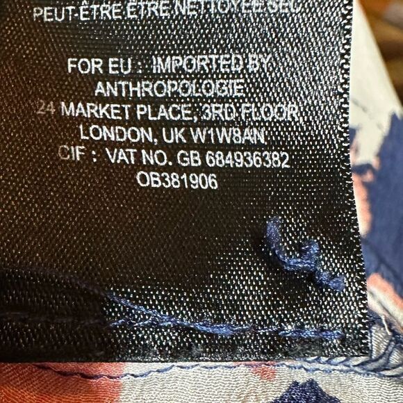 MAEVE ANTHROPOLOGIE Women's Gardenia Floral Silk Blouse Blue Size 4 - Picture 5 of 11